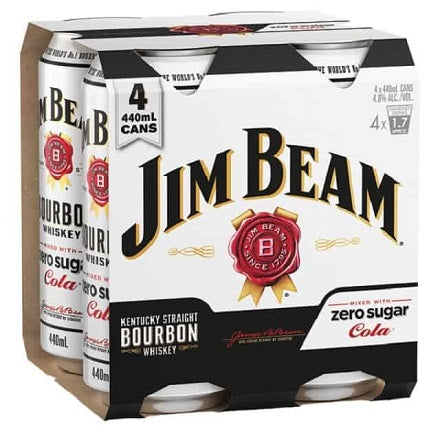 Jim Beam & Cola Zero Sugar 4x440mL Cans